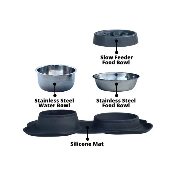 3-in-1 slow feeder bowl with silicone mat